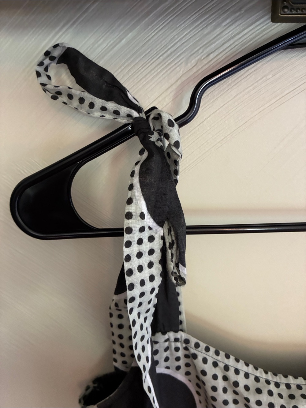 Carly Jean Los Angeles Black & Gray Cotton Polka Dot Tie-Shoulder Maxi Dress L - Picture 6 of 11